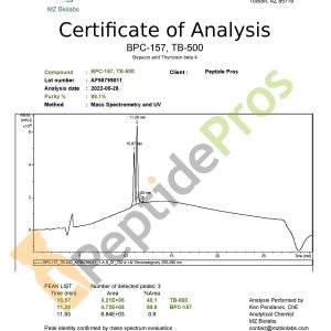 buy BPC 157 and TB 500 Peptide - Certificate of Analysis